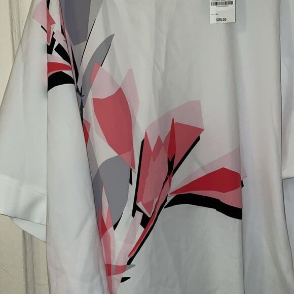 NWT Alfani plus size 3x loose tie top pink white abstract design women’s blouse - Picture 8 of 11